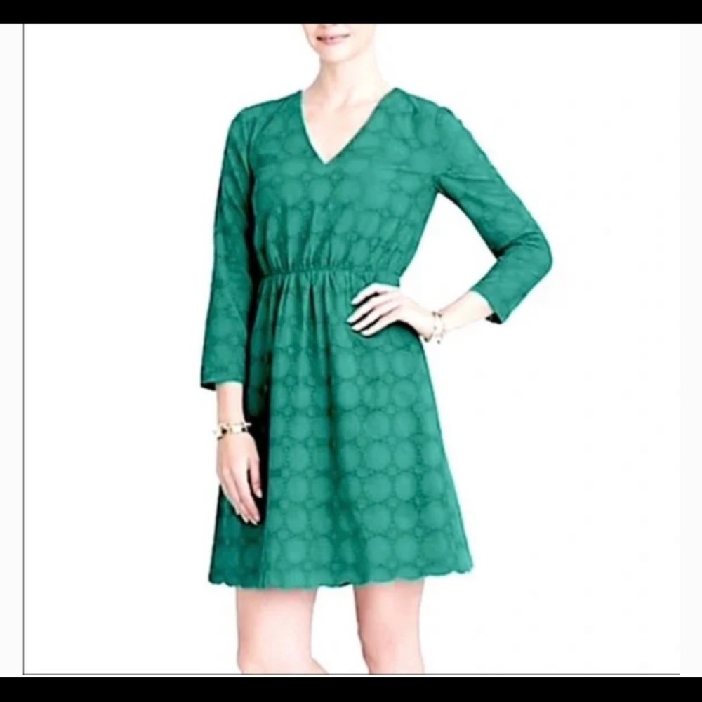 NWT J Crew emerald green eyelet dress